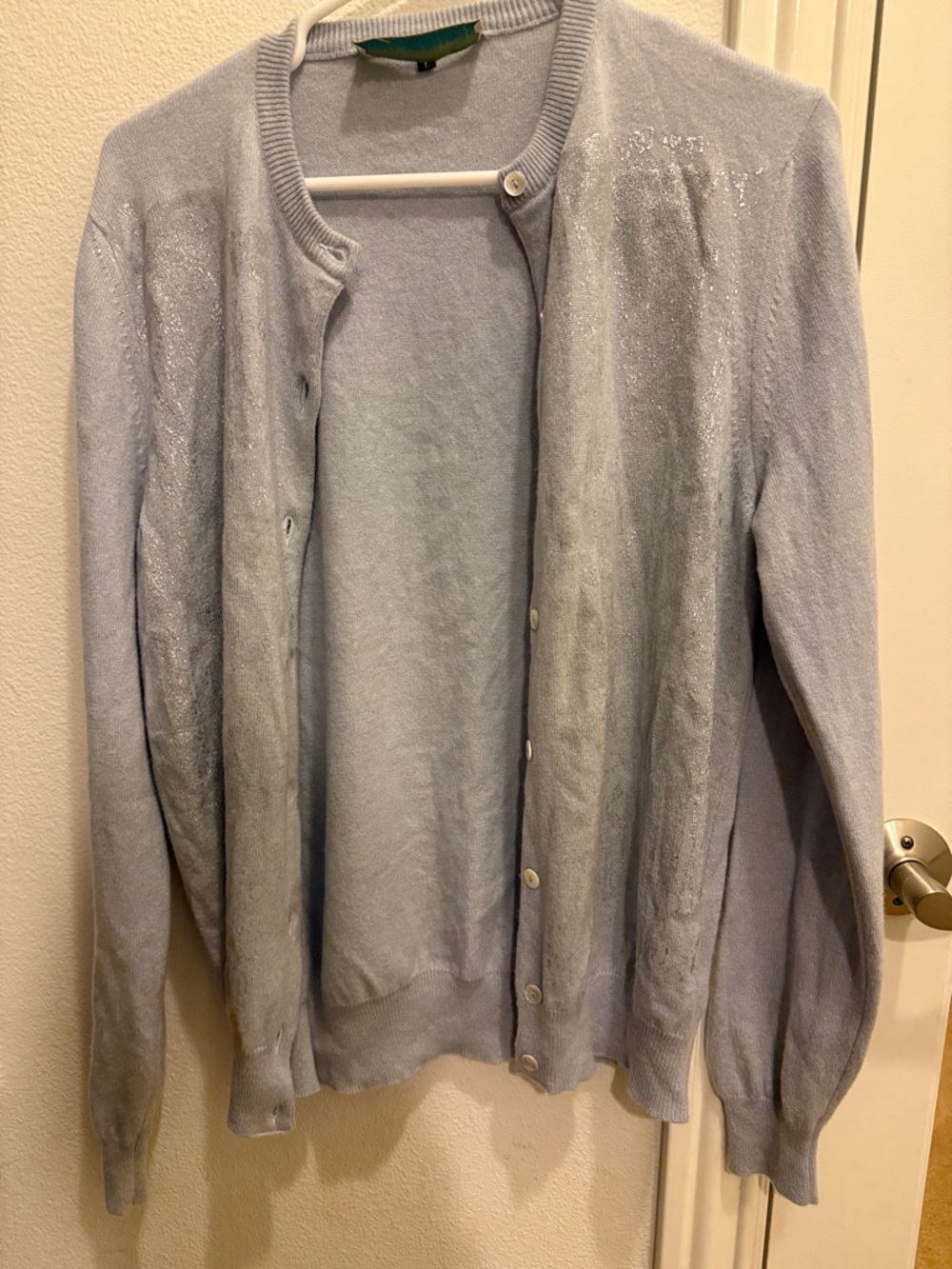 Light Blue Women's Cashmere-Blend Button Cardigan